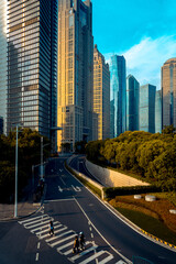 Urban city view with buildings in Shanghai, China