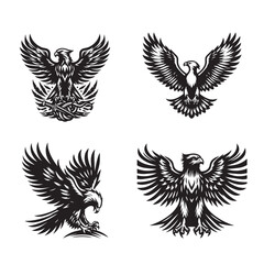 hawk  silhouette set , hawk silhouette set png ,hawk head silhouette set images   