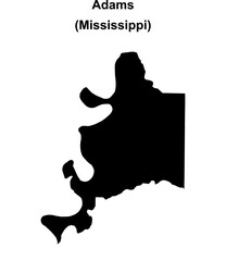 Adams County (Mississippi) blank outline map