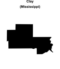 Clay County (Mississippi) blank outline map