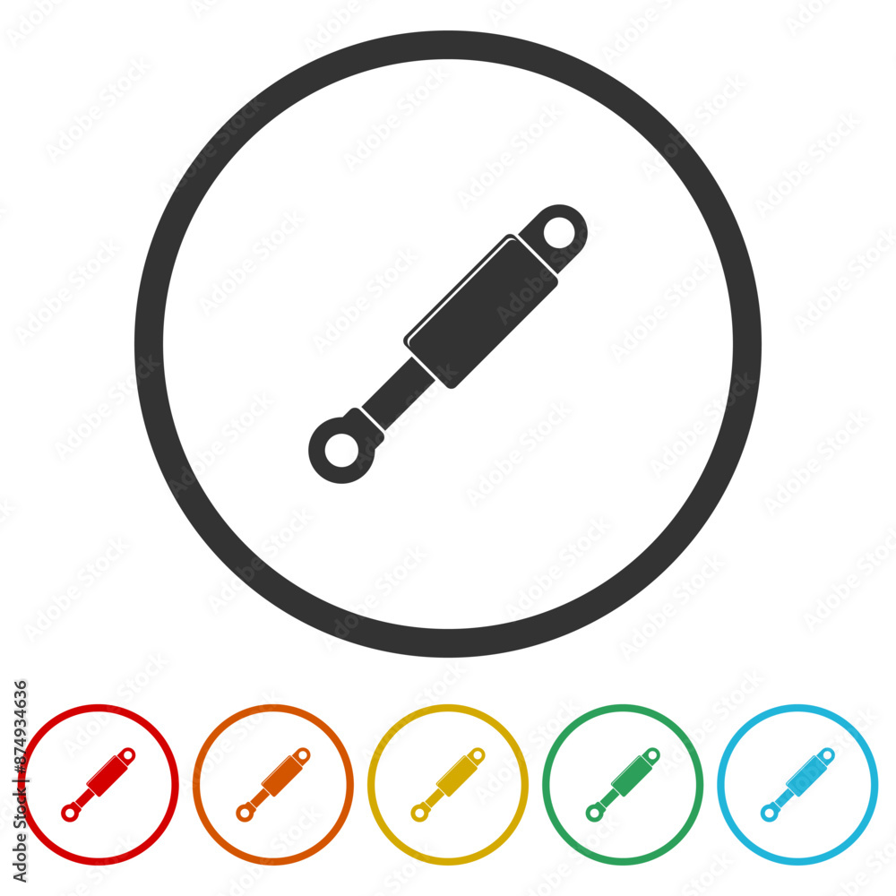 Poster hydraulic icon. set icons in color circle buttons