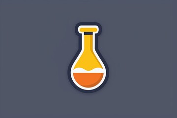 Simple laboratory flask icon with orange liquid on a dark background creating a clean and modern design.