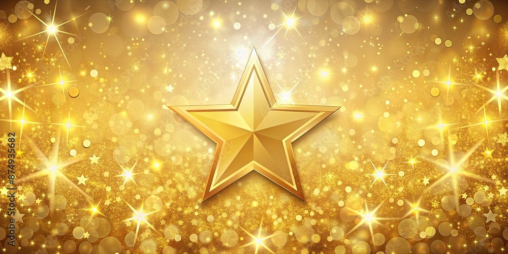 Sticker golden stars background perfect for festive events or celebrations, stars, golden, background, shiny