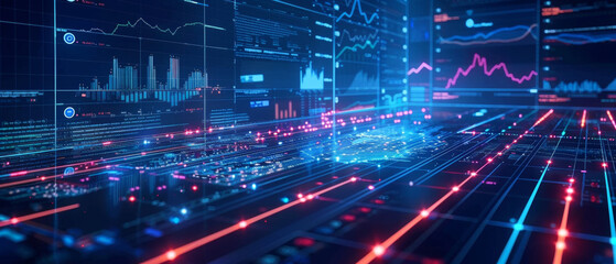 Fototapeta premium Innovative data representation with graphs, charts, and statistics for analytics and reporting.