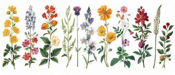 Intricate vintage floral design on white background, ideal for botanical art collectors.