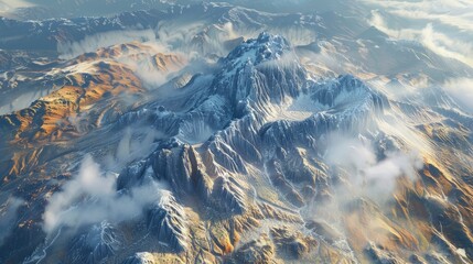 A 3D Render Capturing The Aerial Landscape Of A Majestic Mountain