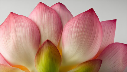 Close-Up of Pink Lotus Flower Petals Against a White Background