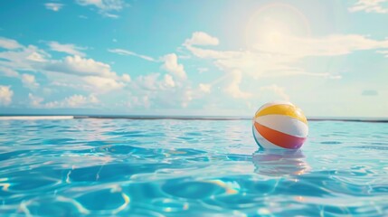Obraz premium Beach Ball Floating in a Pool
