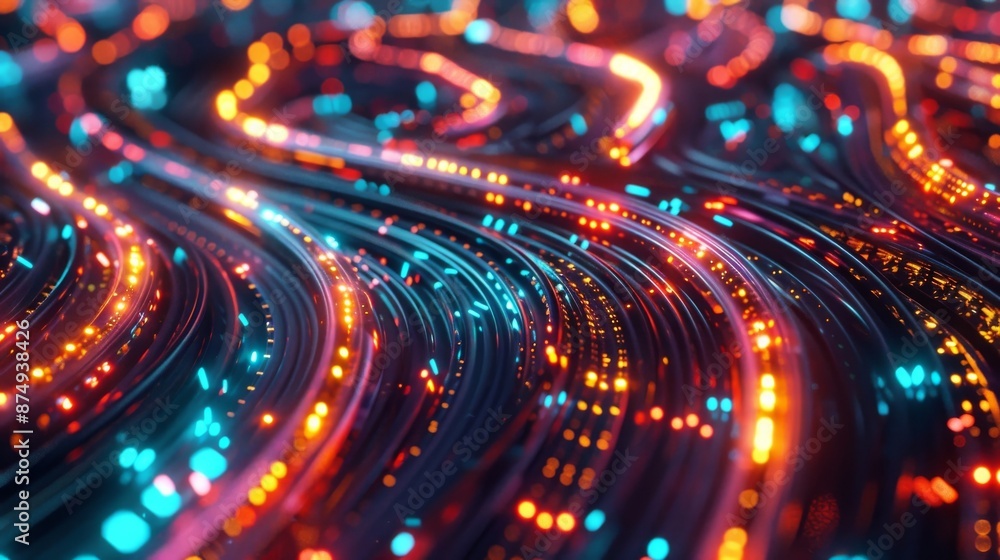 Poster abstract digital network of interconnected lines and lights