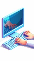 Fototapeta premium a person is typing on a computer keyboard