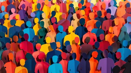 Colorful Crowd of Paper People