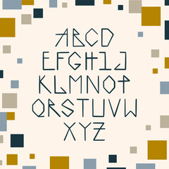 Hand drawn decorative alphabet. Abstract font, Latin uppercase letters design