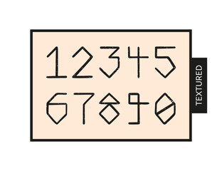 Hand drawn decorative textured numbers. Abstract font design