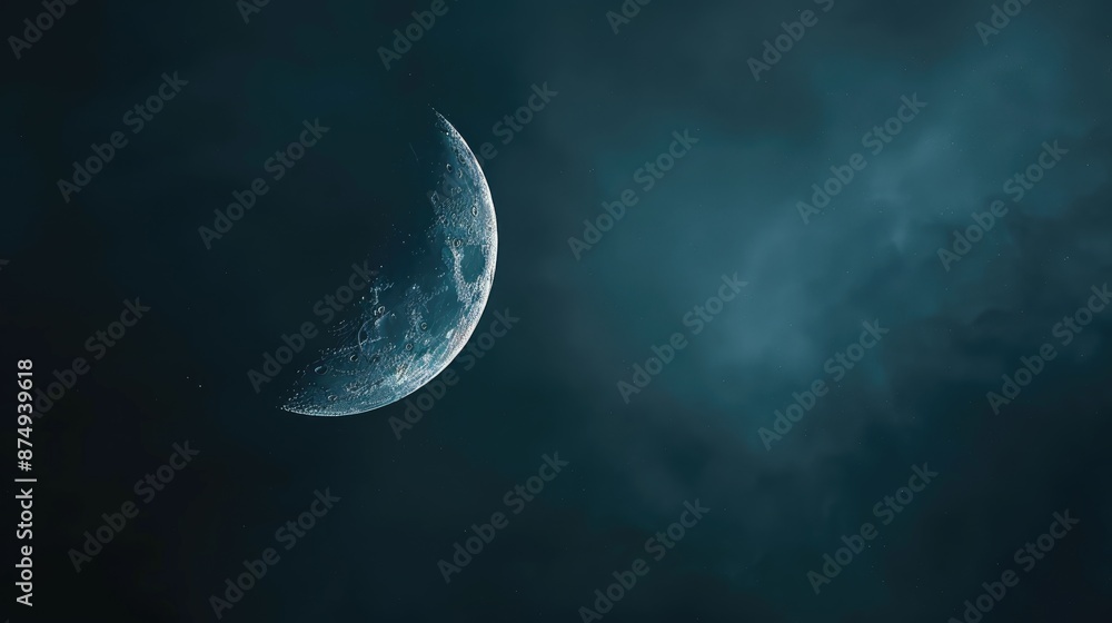 Poster Dark night with half moon for inspirational messages and card decorations