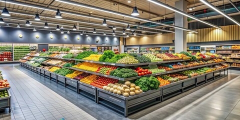 Lidl supermarket interior with fresh produce, groceries, and aisle signage, Lidl, supermarket, interior, fresh produce, groceries
