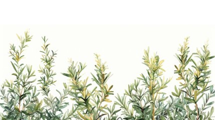 Fototapeta premium Create a watercolor painting of rosemary sprigs on a white background