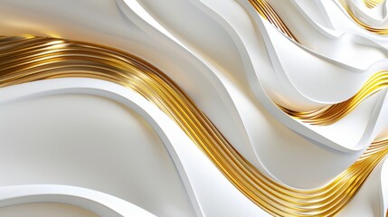 a white and gold wall with waves