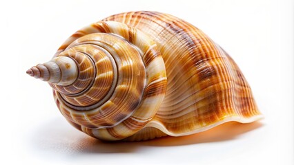 Fototapeta premium Isolated bright spiral seashell conch for decoration element, sea, shell, spiral, conch, isolated, bright, vibrant, decoration