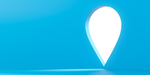 Geotag hole with empty copy space background, concept of destination