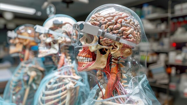 Augmented reality visualization of surgical anatomy overlaid on a patient in an operating room