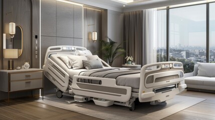 Fototapeta premium Smart hospital bed adjusting automatically to optimize patient comfort