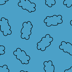 Obraz premium Seamless Clouds on Blue Background. Floating Clouds. Seamless Pattern with Blue Cloud.