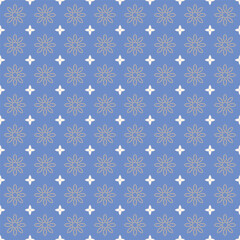 Abstract modern geometric tile and  textile seamless pattern with blue background