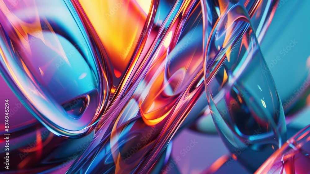 Aufkleber This image features intricate abstract shapes with vibrant lighting, creating a visually striking combination of complex forms and radiant colors that capture the viewer's imagination.