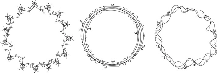 Vintage Flower Frame Bundle Line Art Design