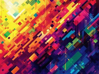 Abstract Retro Pixel Art BackgroundBright Colors and Unique Design