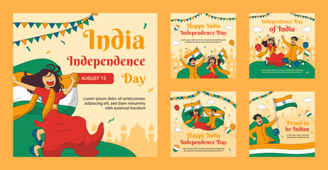 Fototapeta premium India Independence Day Social Media Collection