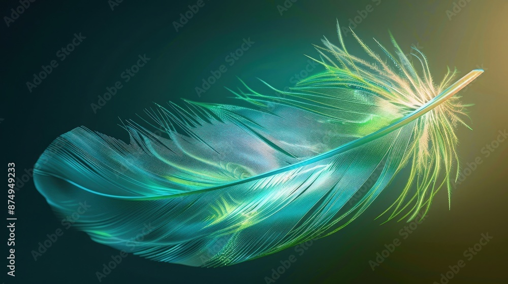 Poster abstract feather soft neon green color background soft bird feather background