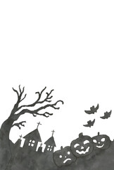 ハロウィンの黒い水彩タッチの背景のベクターイラスト