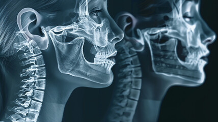 X-rays of the profile.横顔のX線写真。Generative AI	