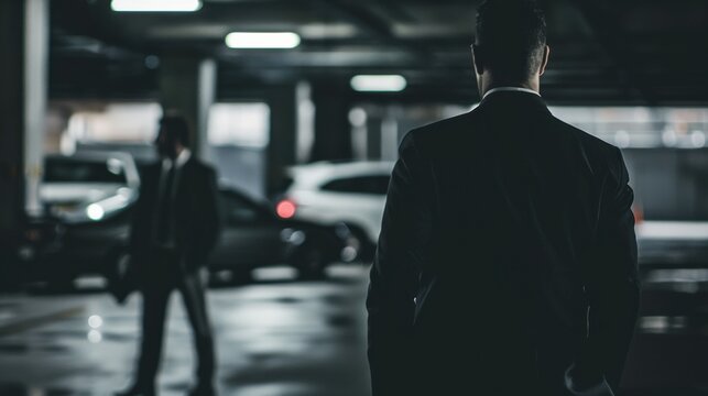 Businessman in Parking Garage