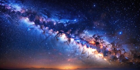 Fototapeta premium Sky background with millions of twinkling stars forming the Milky Way galaxy, sky, background, stars, night, Milky Way