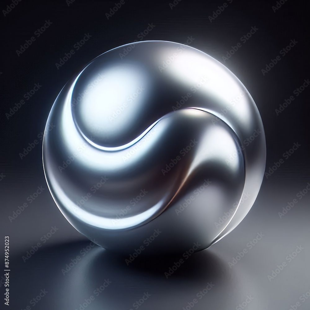 Poster 3d sphere with metallic design and light reflections isolated grey background