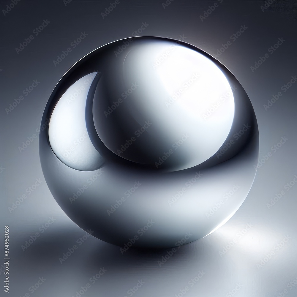 Poster 3d sphere with metallic design and light reflections isolated grey background