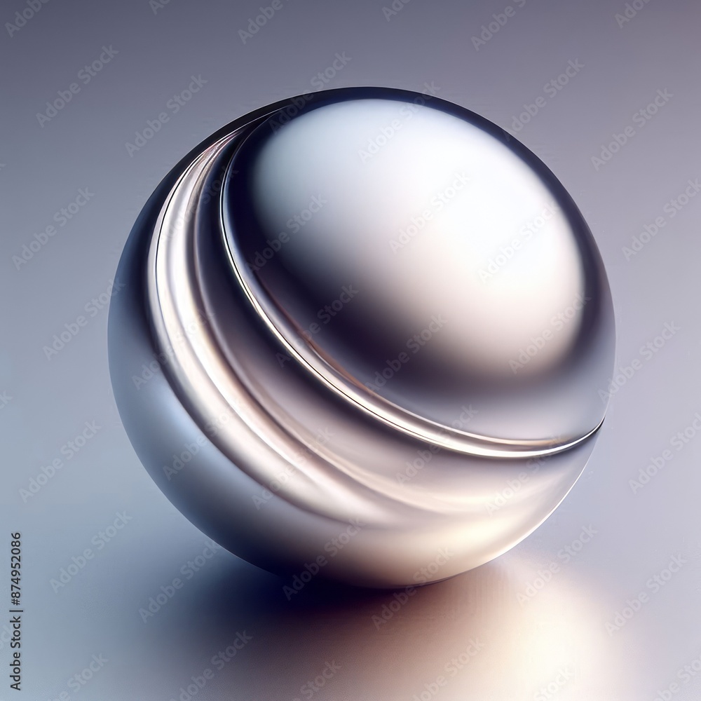 Poster 3d sphere with metallic design and light reflections isolated grey background