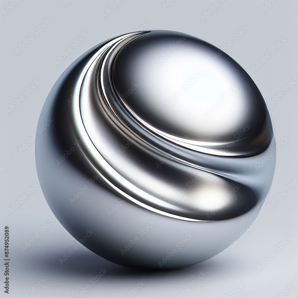 Poster 3d sphere with metallic design and light reflections isolated grey background