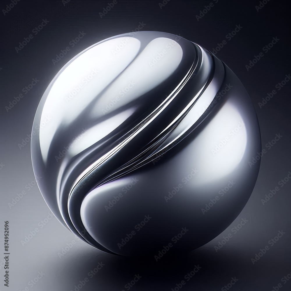 Poster 3d sphere with metallic design and light reflections isolated grey background