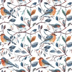 Stylish Watercolor Bird and Floral Design
