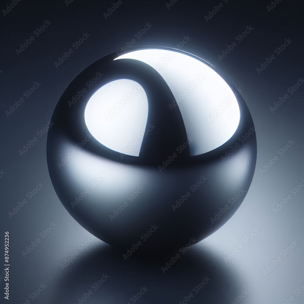 Poster 3d sphere with metallic design and light reflections isolated grey background