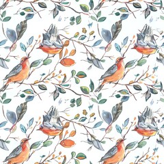 Lovely Watercolor Bird and Flower Illustration