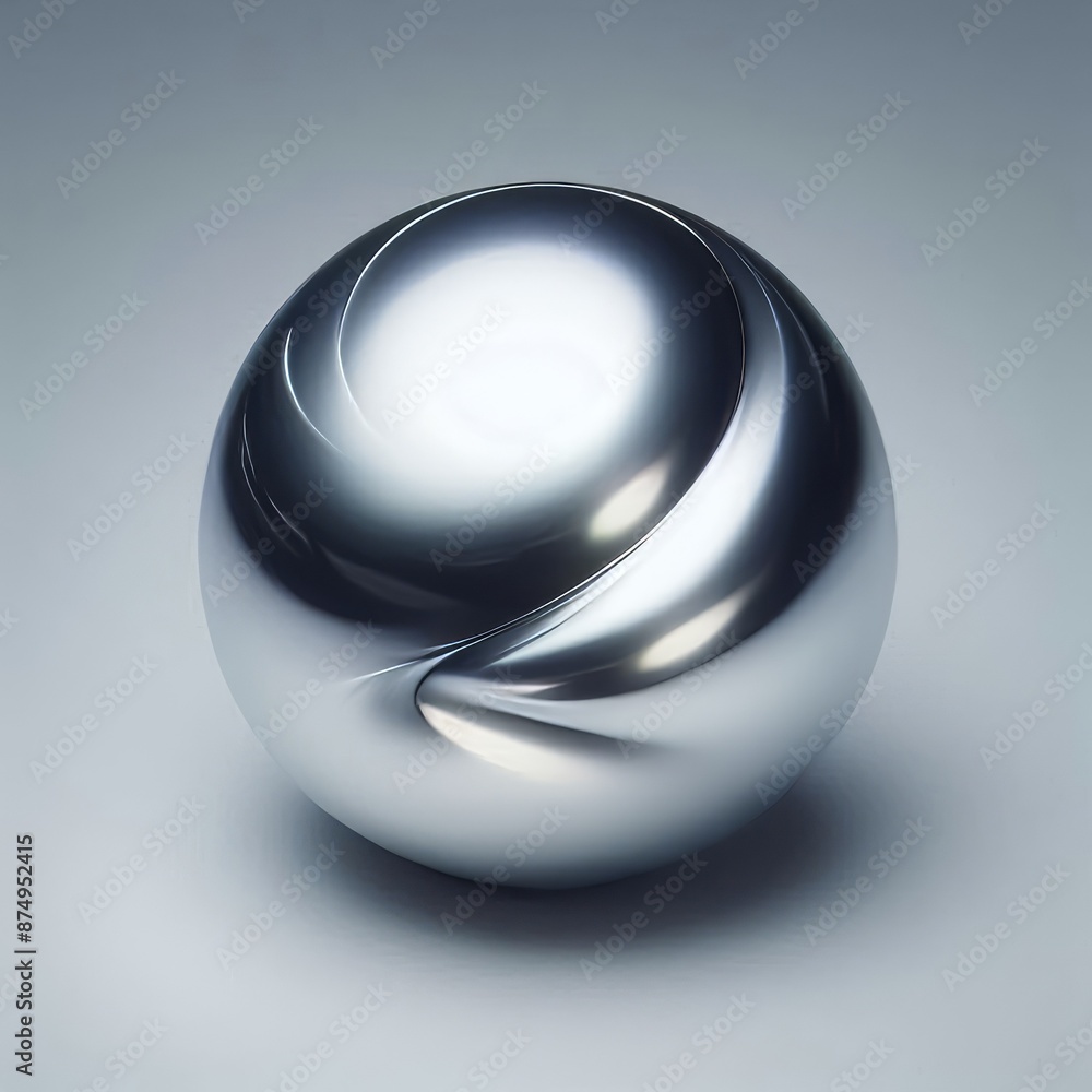 Poster 3d sphere with metallic design and light reflections isolated grey background