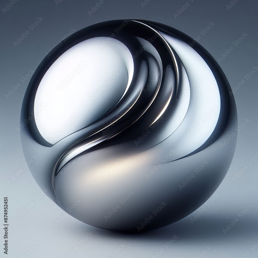 Poster 3d sphere with metallic design and light reflections isolated grey background