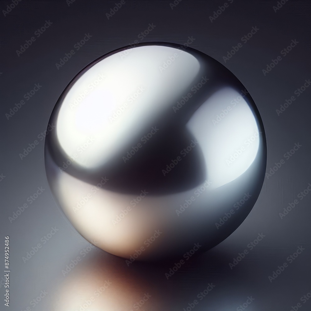 Poster 3d sphere with metallic design and light reflections isolated grey background