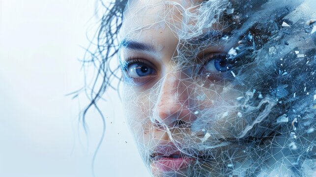 AI-generated portrait with intricate geometric patterns, highlighting creative capabilities