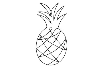Continuous one single line art drawing fresh healthy organic pineapple vector illustration