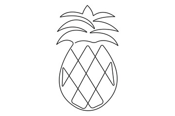 Continuous one single line art drawing fresh healthy organic pineapple vector illustration